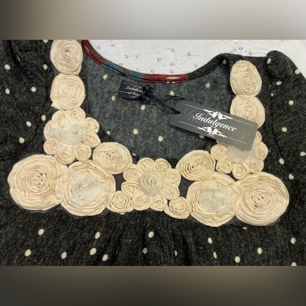 NWT Indulgence London Babydoll Short Sleeve Sweater Dress -“In the woods” -Small - Picture 2 of 6